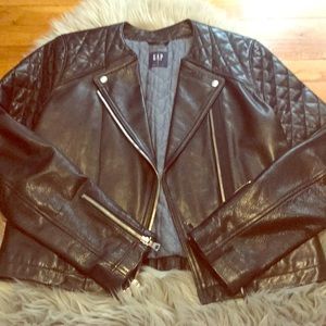 Gap Genuine Leather Moto Jacket